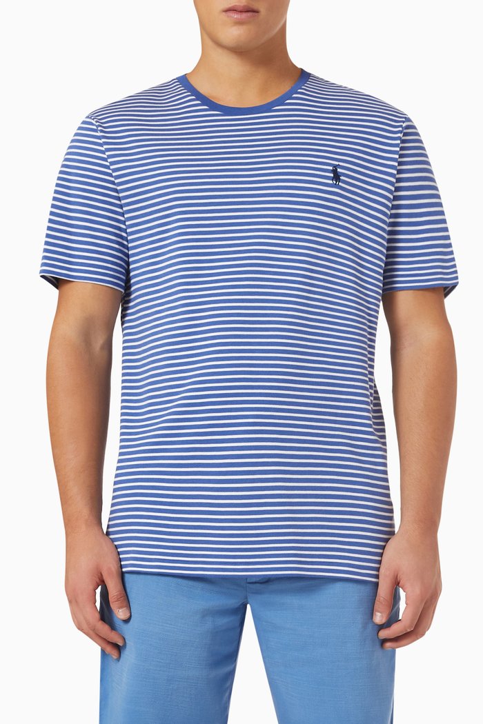

Logo Striped T-shirt in Cotton, Blue