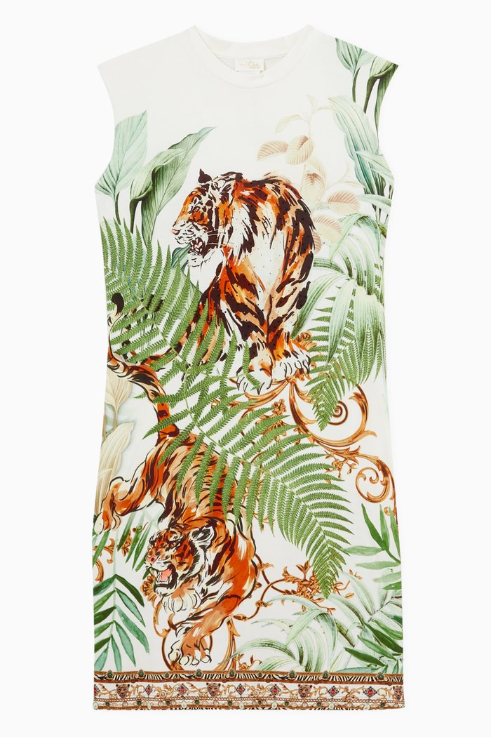 

Tiger Trap Midi Dress in Cotton Jersey, Multicolour