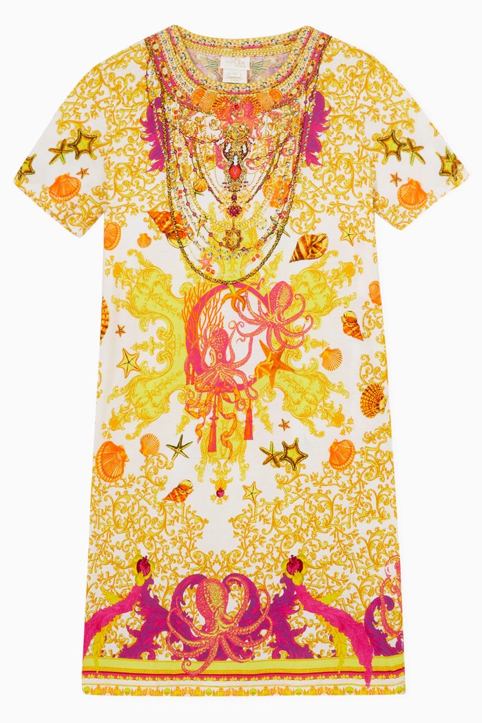 

Squid Squad T-shirt Dress in Cotton, Yellow