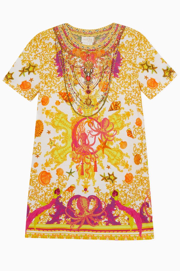 

Squid Squad T-shirt Dress in Cotton, Yellow