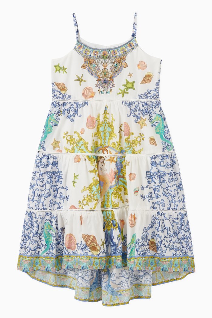 Star of the Sea High-low Dress in Cotton, Blue