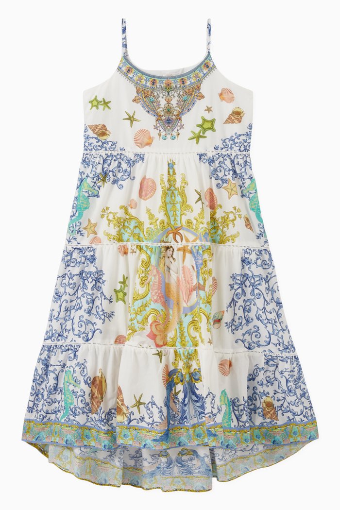 

Star of the Sea High-low Dress in Cotton, Blue