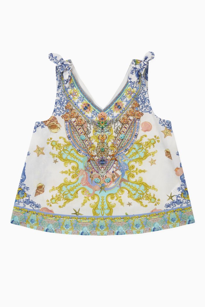 

Star of the Sea Shoulder Top in Cotton, Blue