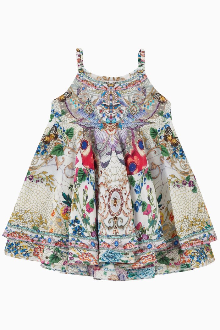 

Queens Bee Hive Ruffle Dress in Cotton, Multicolour