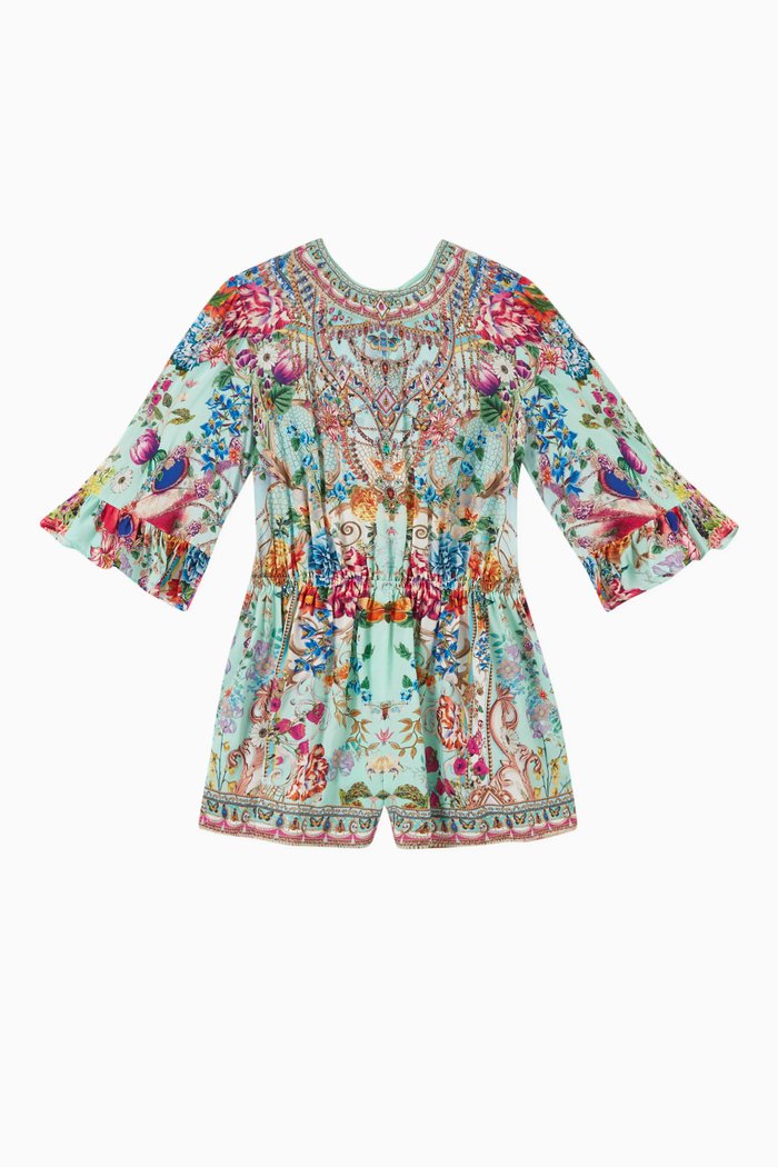 

Honey Printed Playsuit in Viscose, Blue