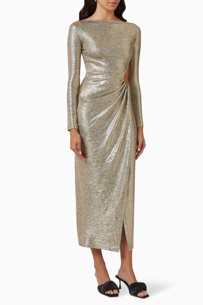 

Chloe Cut-out Midi Dress in Lurex, Gold