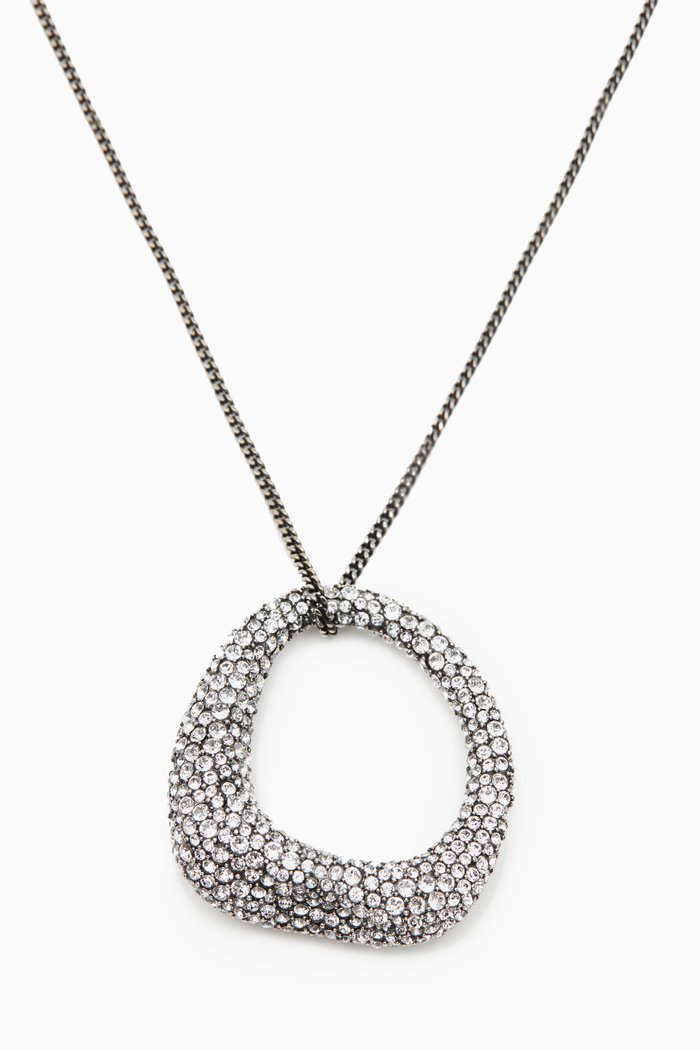 

Pave Long Necklace in Eco-brass, Grey