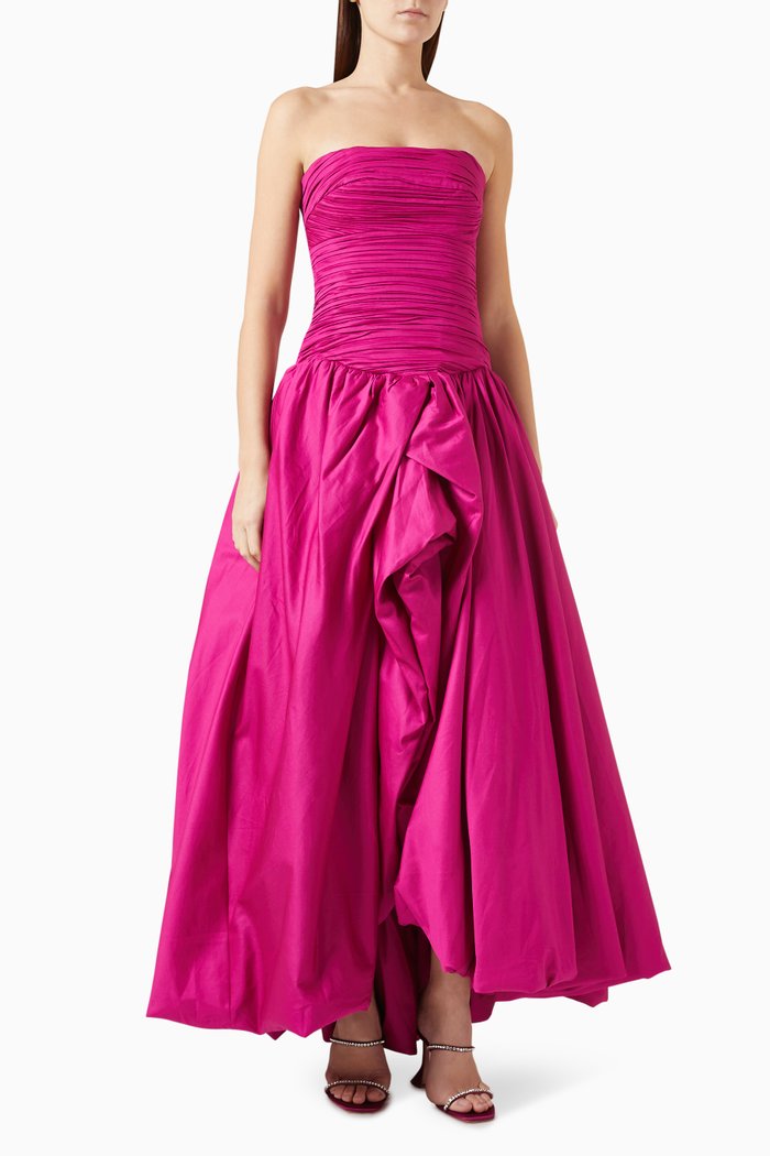 

Violette Bubble Hem Maxi Dress in Cotton, Purple