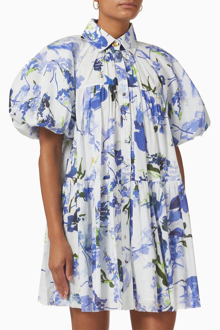 

Pablo Smock Mini Dress in Cotton, Purple