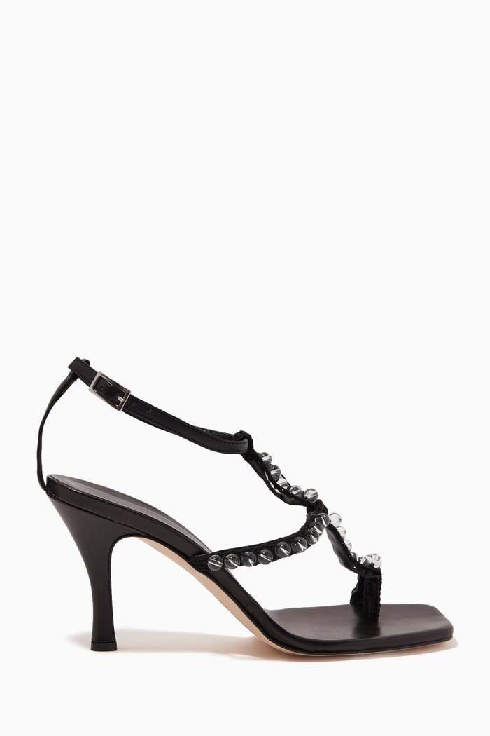 

Crochet 80 Hand-painted Marble Sandals in Nappa Leather, Black