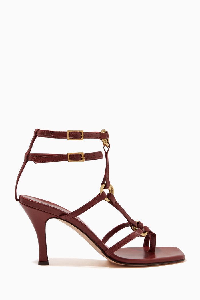 

Ilona Buckled Sandals in Nappa Leather, Burgundy