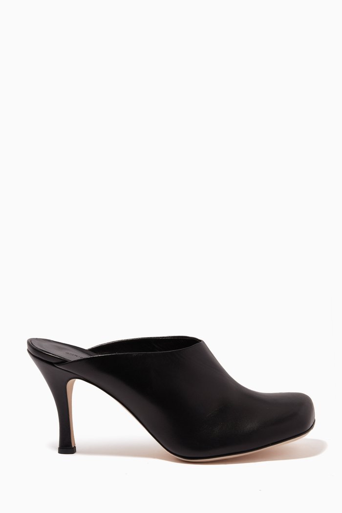 

Elena 80 Square-toe Mules in Nappa Leather, Black