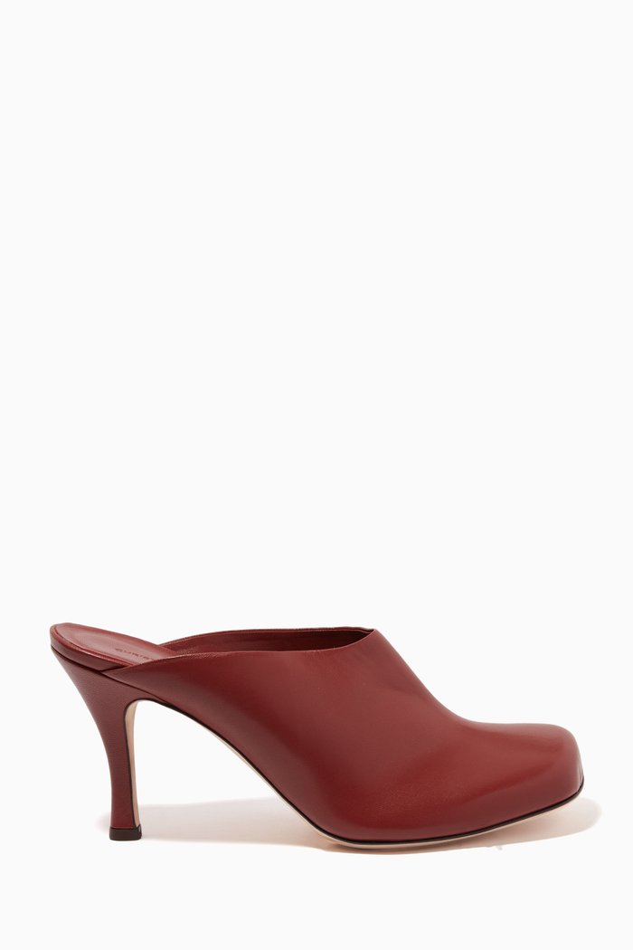 

Elena 80 Square-toe Mules in Nappa Leather, Burgundy