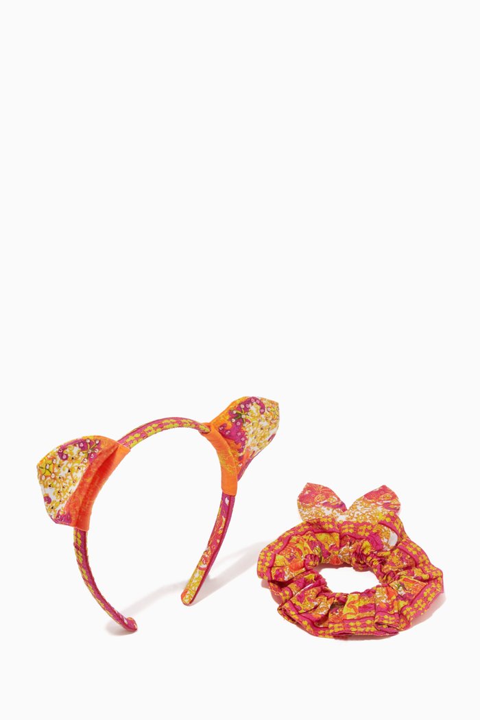 

Headband & Scrunchie Set in Polyester, Yellow