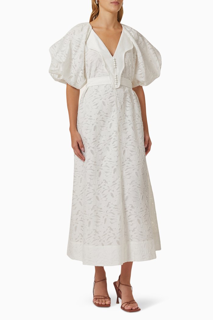 

Wingate Belted Midi Dress in Cotton, White
