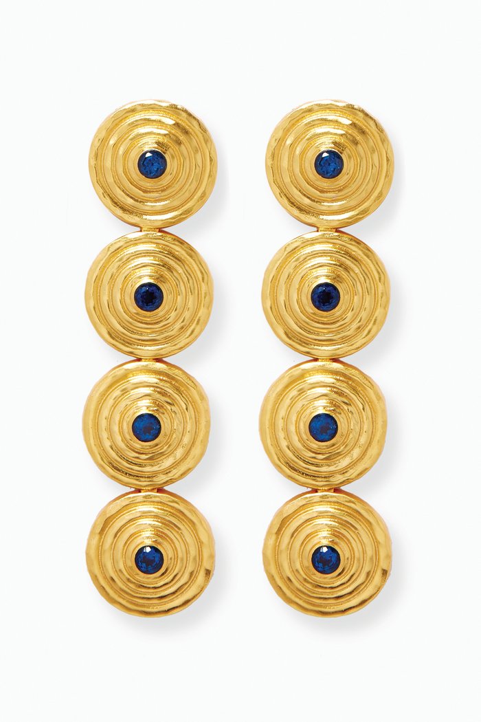 

Hera Quartz Drop Clip Earrings in 24kt Gold Plating, Blue