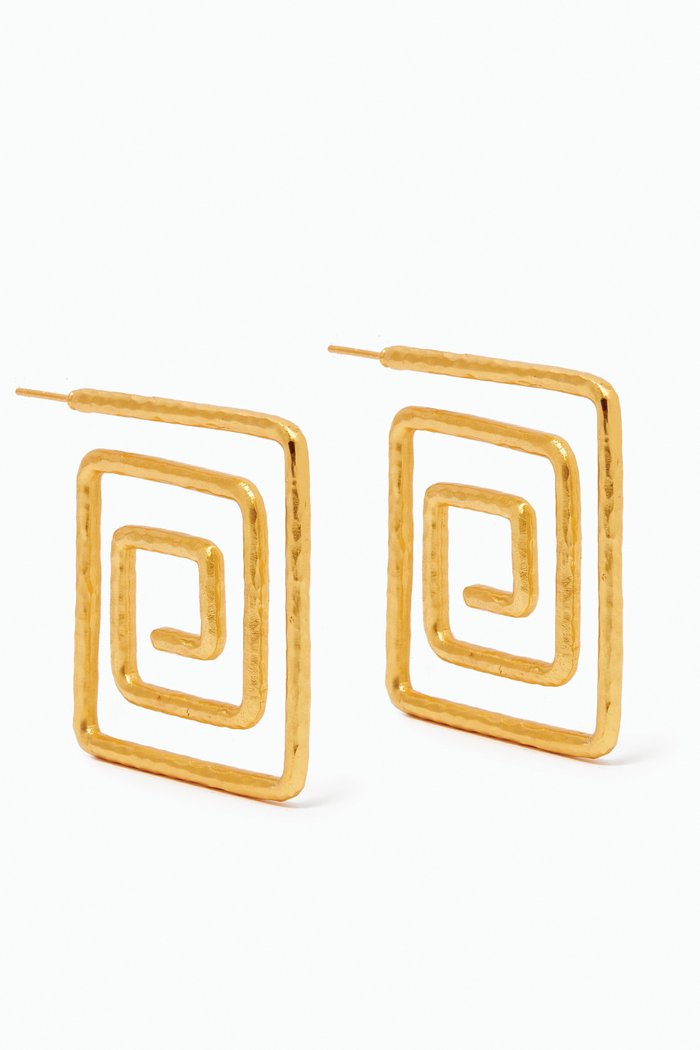 

Kleidi Spiral Square Hoop Earrings in 24kt Gold Plating