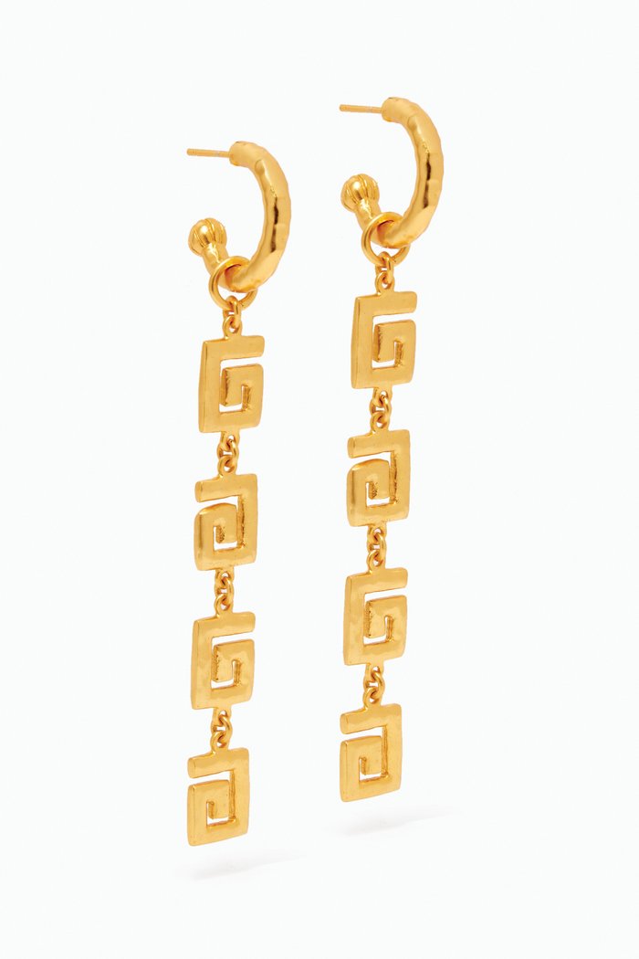 

Callie Spiral Square Drop Earrings in 24kt Gold-plated Brass