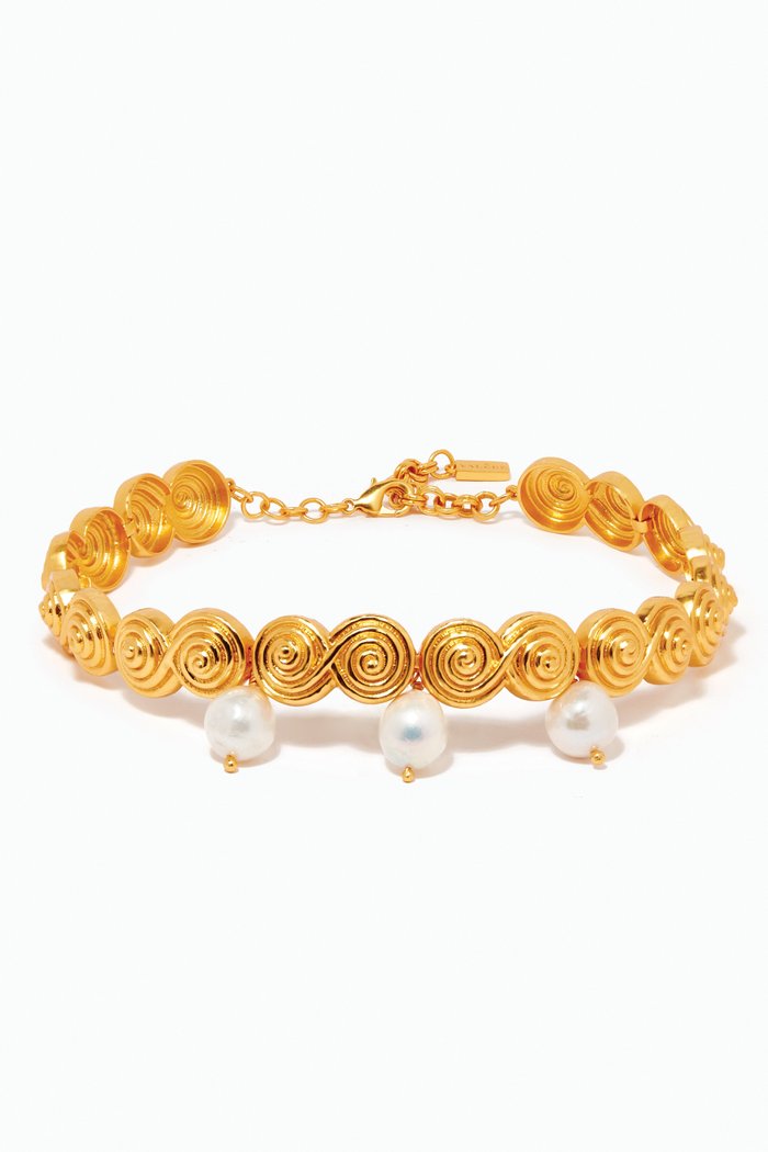 

Paraila Pearl Choker in 24kt Gold-plated Brass, White