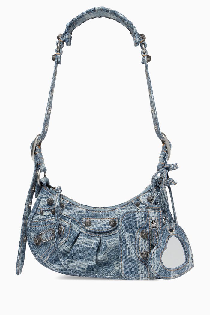 

Le Cagole XS Shoulder Bag in BB Monogram Denim, Blue