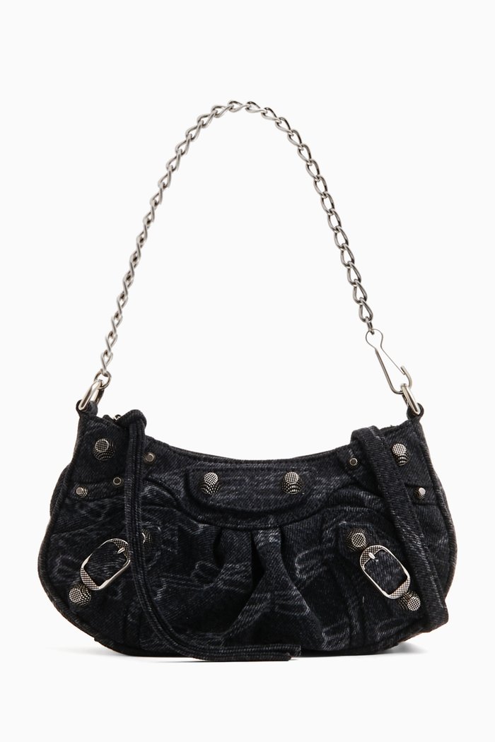 

Le Cagole Mini Purse with Chain in Arena Lambskin, Black