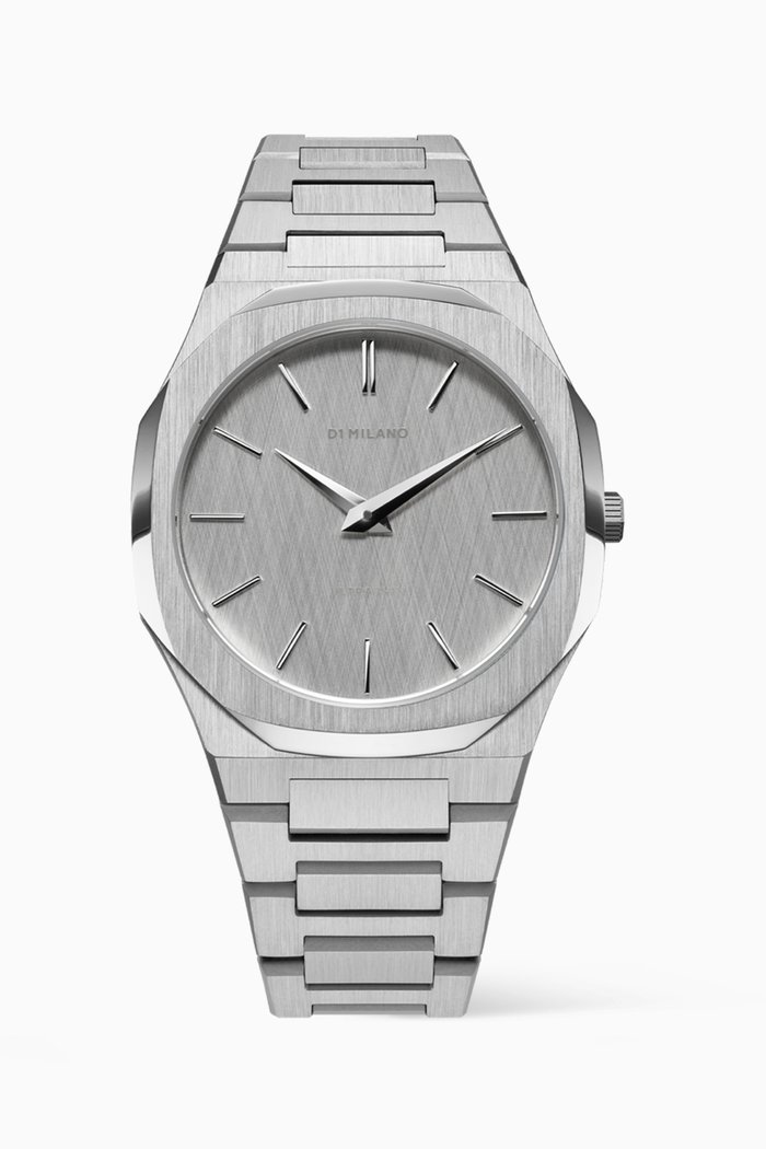 

Linen Ultra Thin Quartz Stainless Steel Watch, 40mm, Silver