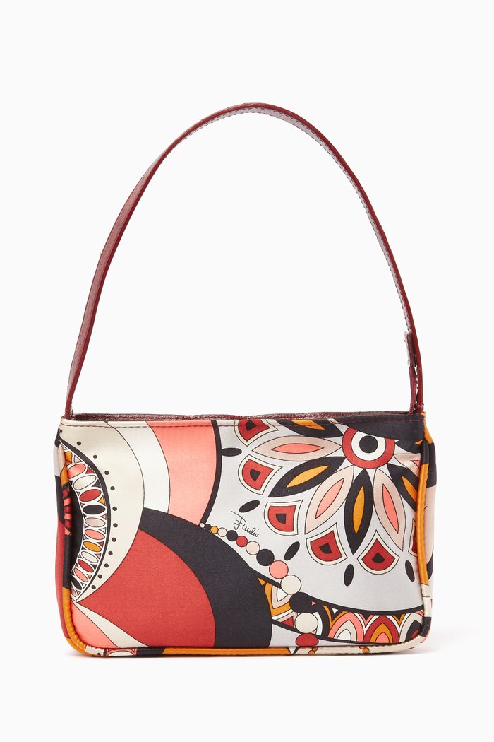 

Mini Abstract-print Shoulder Bag in Satin, Multicolour