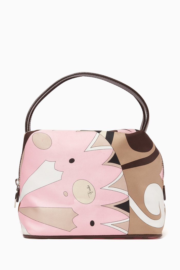 

Mini Abstract-print Top-handle Bag in Satin, Multicolour