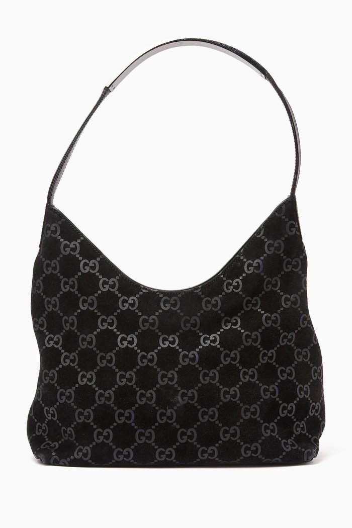 

Shoulder Bag in GG Canvas Suede, Black