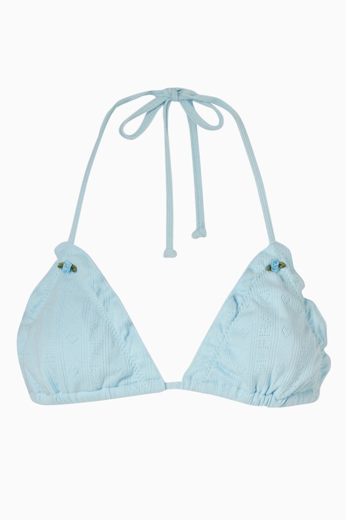 

x Gigi Hadid Tia Bikini Top in Cotton Pointelle, Blue