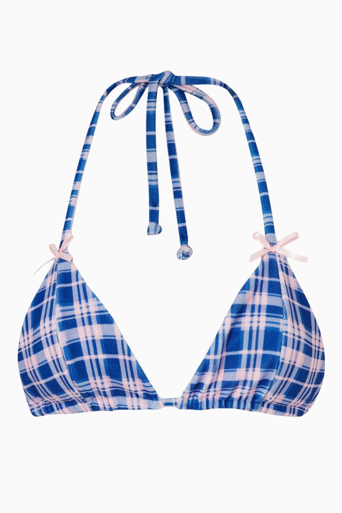 x Gigi Hadid Phillipa Bikini Top in Terry, Blue