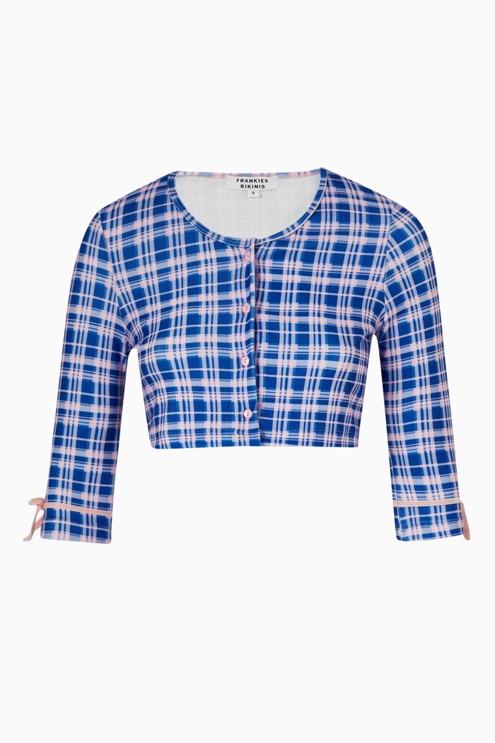 

x Gigi Hadid Lana Crop Cardigan in Terry, Blue