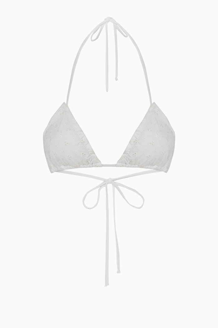 

x Gigi Hadid Tia Eyelet Triangle Bikini Top, White