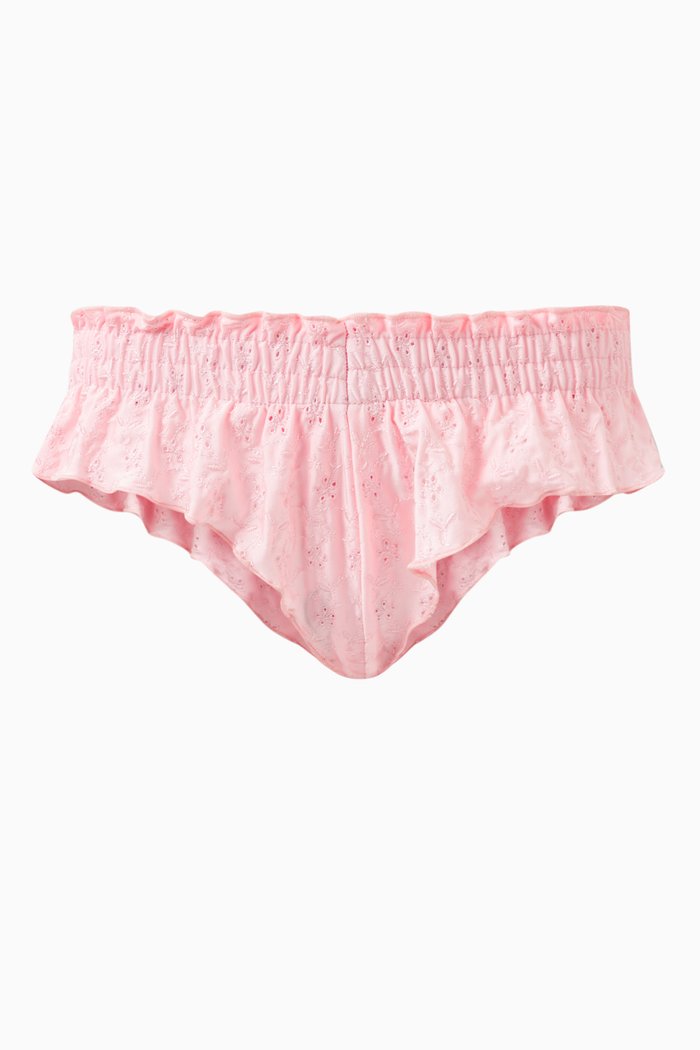 

x Gigi Hadid Pippa Eyelet Ruffle Bikini Bottoms, Pink