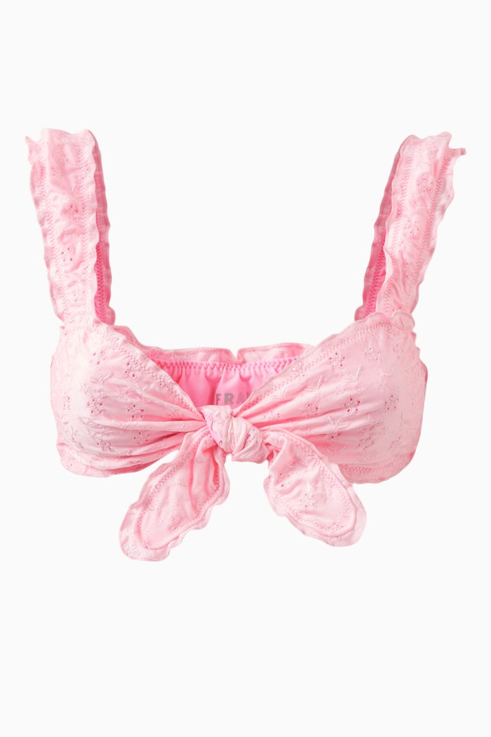 

x Gigi Hadid Colby Eyelet Ruffle Bikini Top, Pink