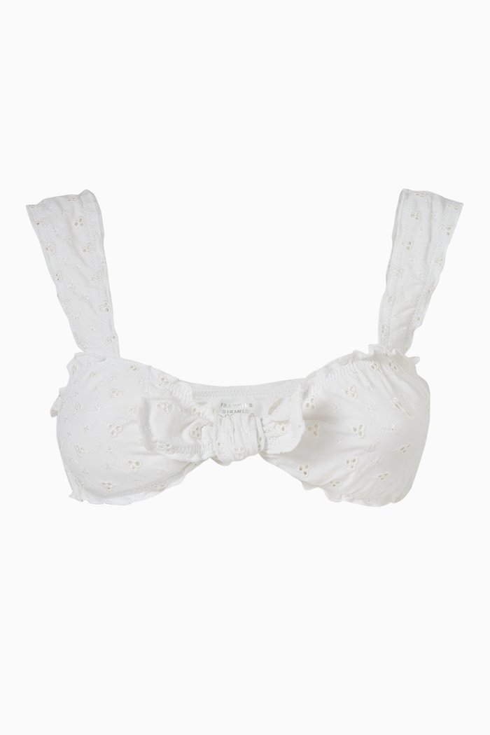 x Gigi Hadid Colby Eyelet Ruffle Bikini Top, White