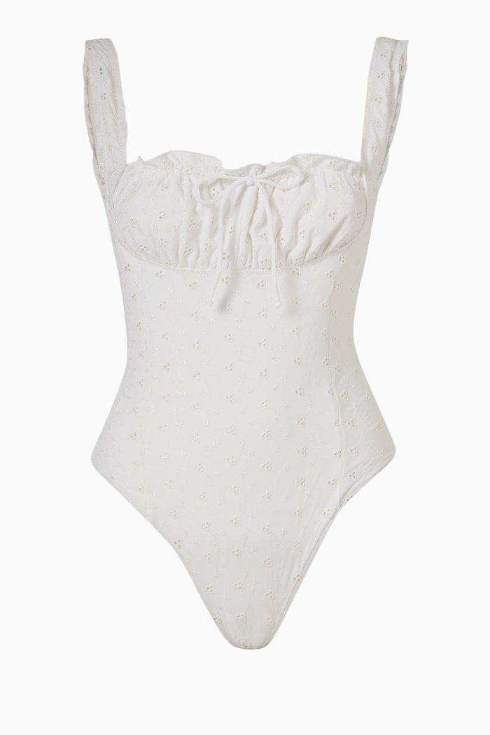 x Gigi Hadid Fawn Eyelet One-piece Swimsuit, White