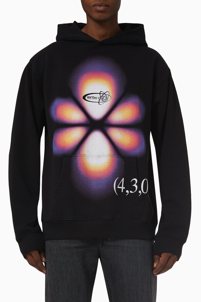 

Hydrogen Wave 2 Regular Fit Hoodie in Cotton-fleece, Black