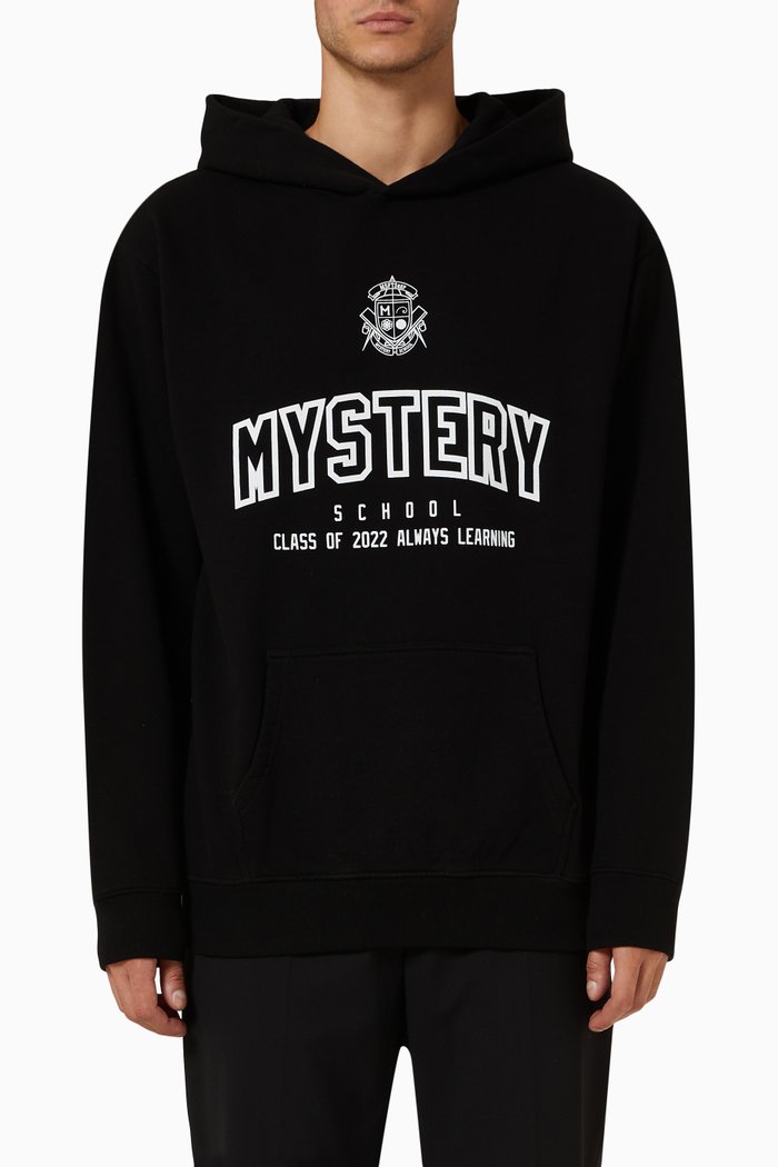 

Mystery School Regular Fit Hoodie in Cotton-fleece, Black