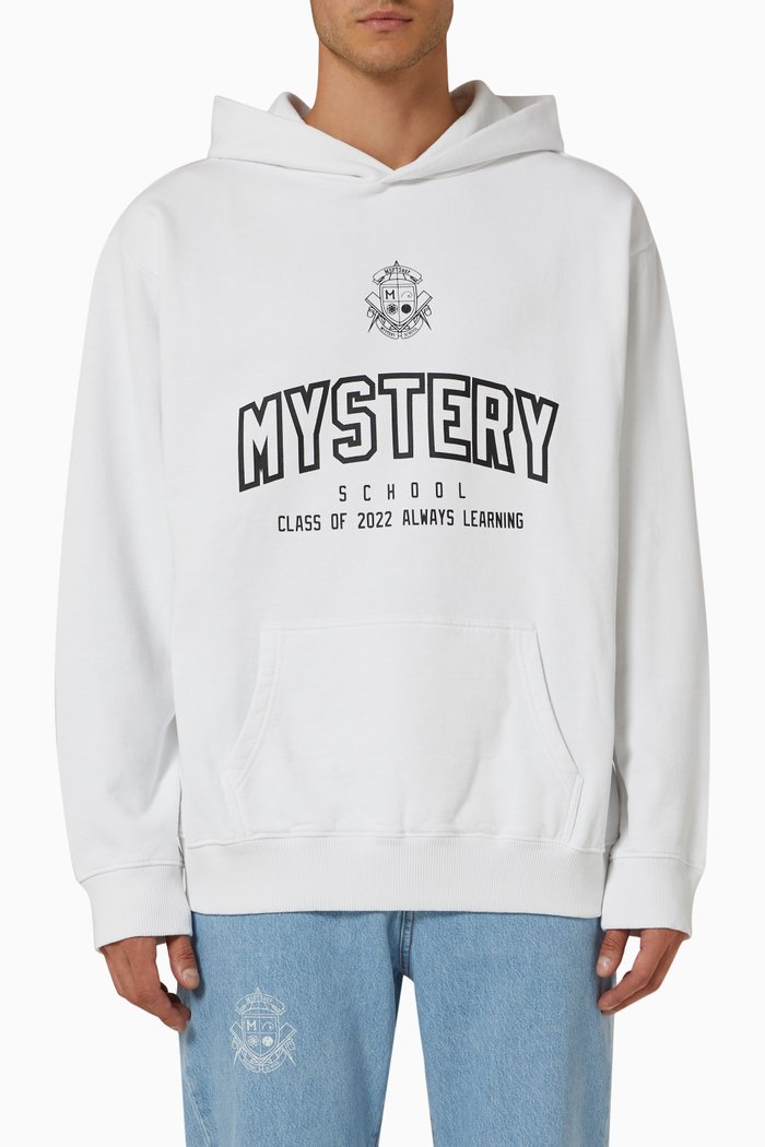 

Mystery School Regular Fit Hoodie in Cotton-fleece, White