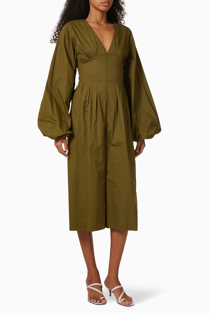 

Nia Culotte Jumpsuit in Cotton, Brown