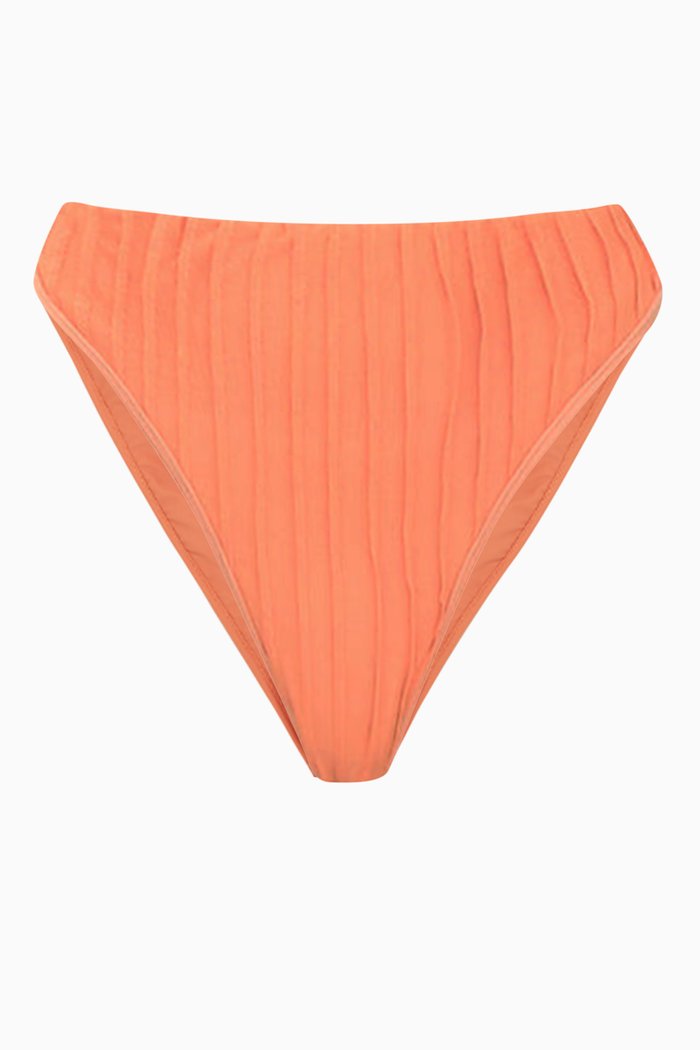 

Gara Pleated Bikini Bottoms in Mesh, Orange