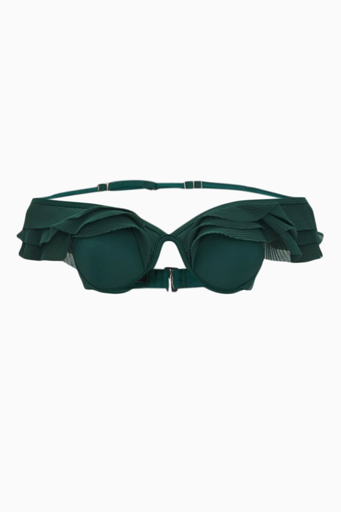 Salama Bikini Top in Stretch Matte Nylon, Green