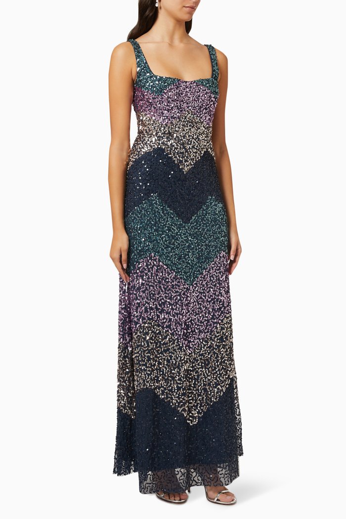 

Embellished Chevron Maxi Dress, Multicolour