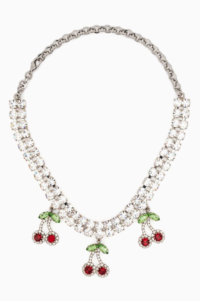 

Crystal Cherries Pendant Choker in Silver-tone Metal, Multicolour