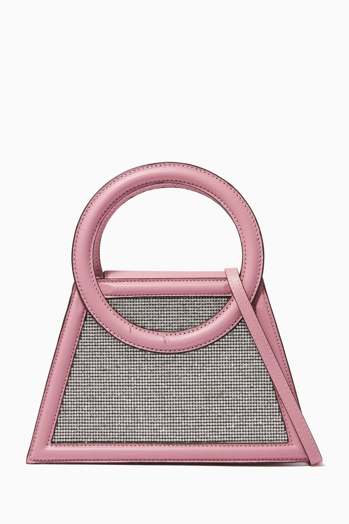 

Small Trapezio Crystal-embellished Top-handle Bag in Leather, Pink