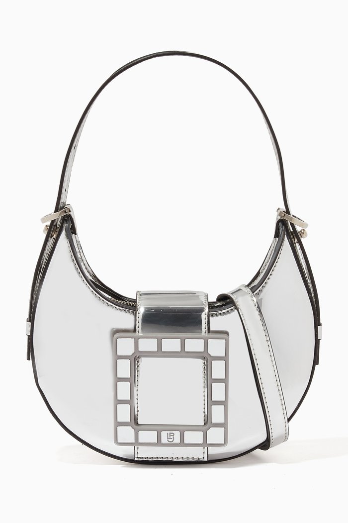 

Cindy Baguette Embellished Shoulder Bag in Metallic-leather, Silver