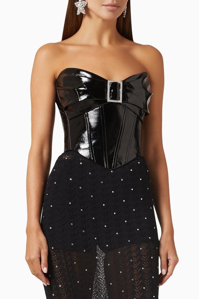 

Draped Lacquered Top, Black