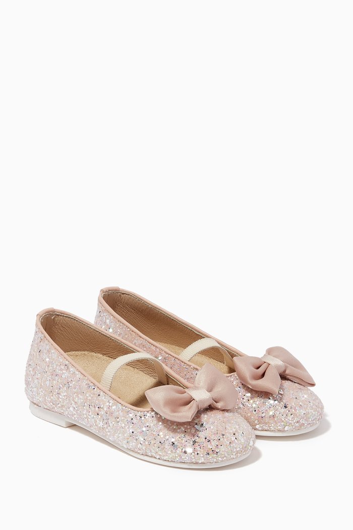 

Glitter-embellished Bow Ballerina Shoes, Neutral