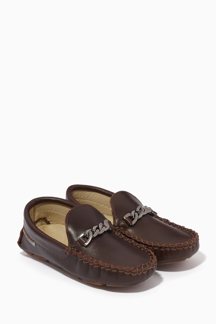 Chain Loafers in Leather, Brown